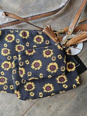 NWT Sunflower Print 3 Piece Croosbody Bag